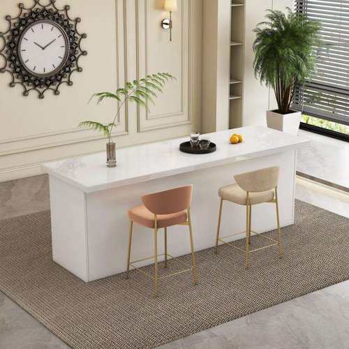 轻奢吧台家用厨房岛台餐桌置物料理柜操作烘焙台开放式中岛台 - 图1