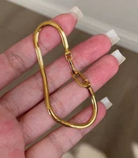 S925纯银法式金色蛇骨双扣手链女