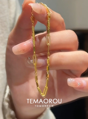 个性金色小方块几何细款手链2025