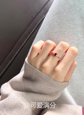 S925纯银中古爆闪锆石戒指女小众