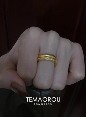 S925纯银法式金色极简泥鳅背戒指