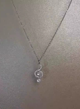 冷淡风超闪银色音符项链2025新款