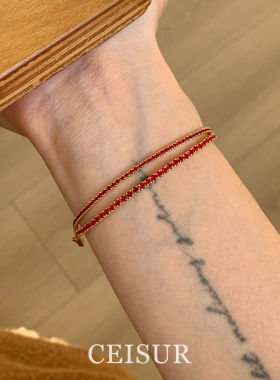 S925纯银极细镶钻手链女轻奢小众