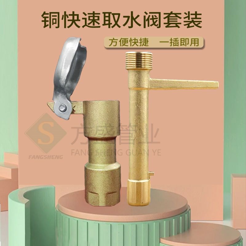 黄铜快速b水栓6分1寸取水水阀插头接头绿化浇水喷头钥匙管接头园 - 图0
