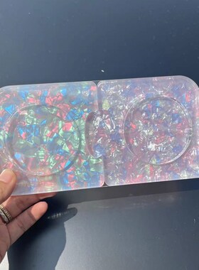 创意谷美谷子收纳拼图款多色收纳置物道具清透闪亮冰裂纹吧唧砖