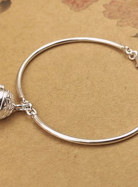 999纯银宫铃手镯铃铛女简约年轻款冷淡风镯子银手环手链生日礼物2