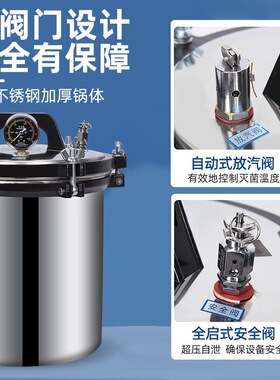 尚仪手提式高压蒸汽灭菌锅不锈钢消毒锅实验室小型18L自动灭菌器