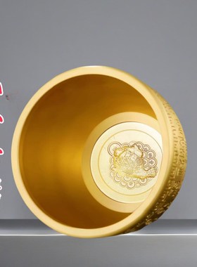 纯黄铜百福铜缸聚宝盆摆件招财聚A财大黄铜米缸客厅店铺装饰普陀