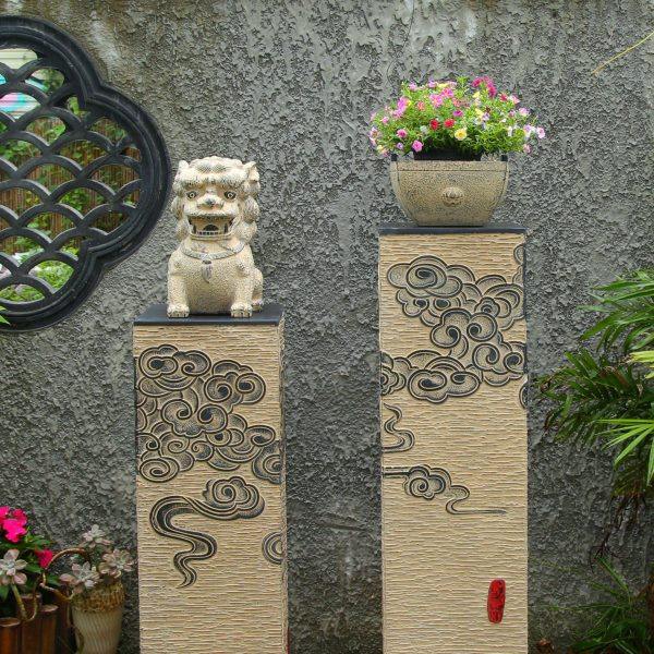 中式客厅家居装饰工艺品落地摆件玄关禅意祥云展示柱茶室花盆底座,淘宝优惠券,粉丝福利购,淘宝优惠卷