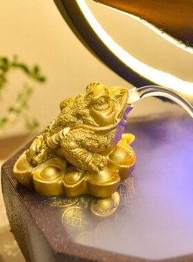 中式开业礼物流水摆件循环水公司店铺桌面聚宝盆电视柜玄关风水轮