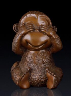 工艺品不办公室家居四紫肖猴生客厅摆件猴子四猴不猴铜装饰品铜