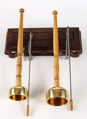 实木长柄引擎大号k家用铜磬法器打击乐器小号覆古摆件长杆助念法