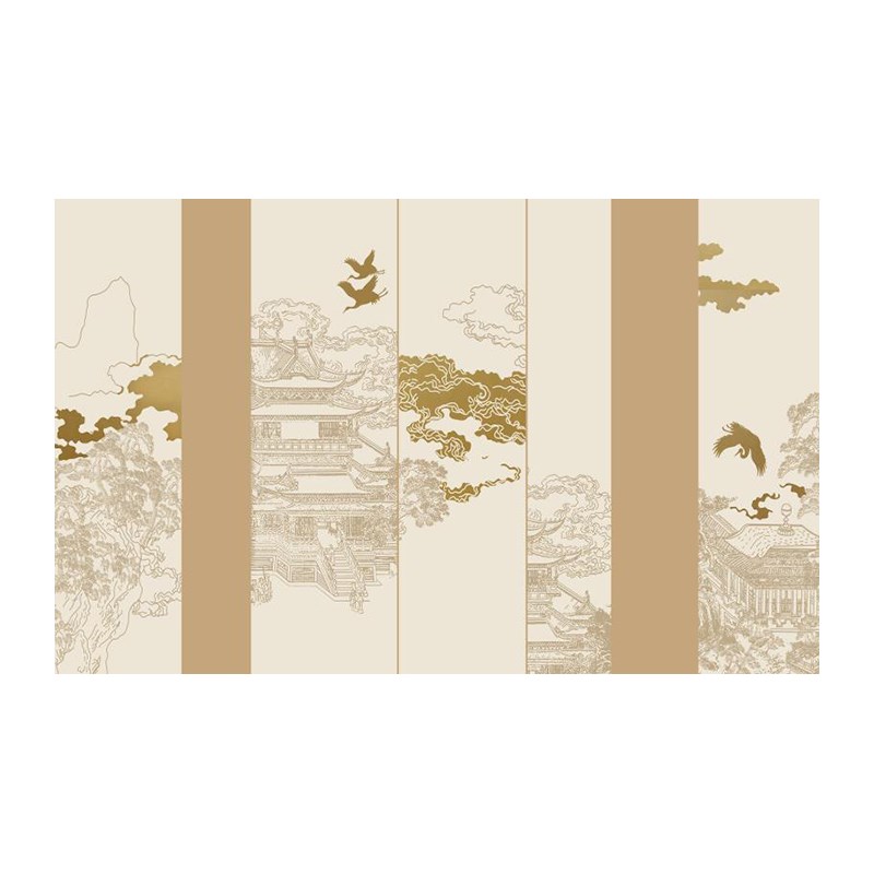 3d立体感浮雕新中式墙纸中国风客厅壁布硬包背Q景墙布酒店装修壁 - 图3