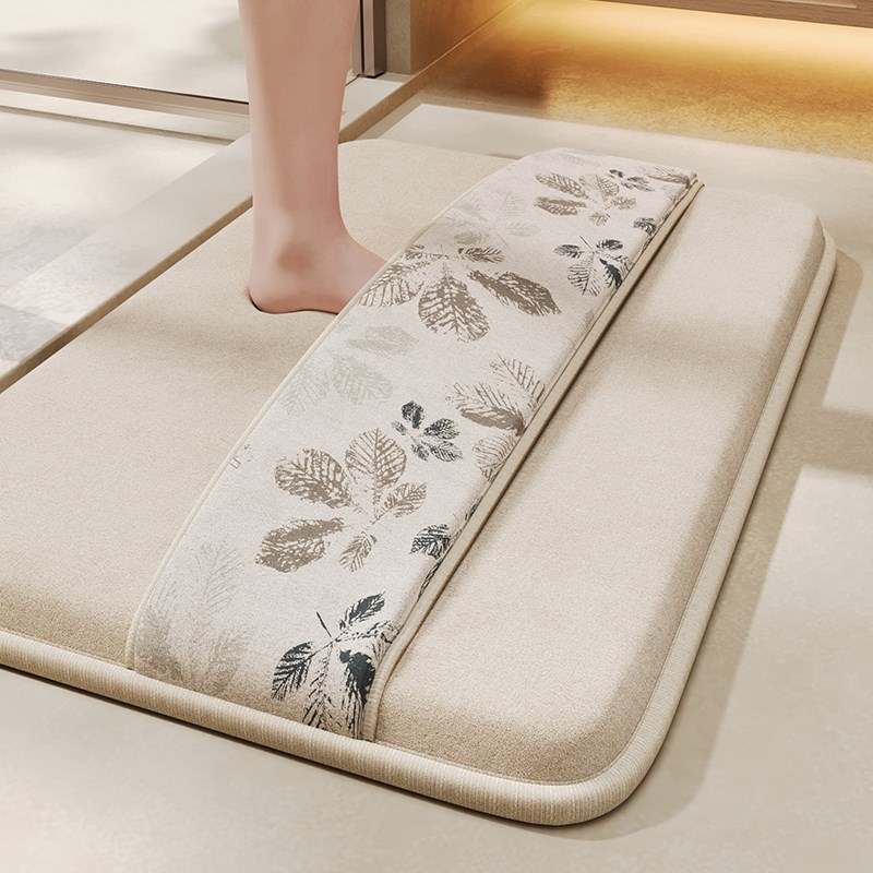 浴室防滑垫记忆海绵绑q带吸水速干擦脚地毯卫生间厕所门口耐磨地 - 图1