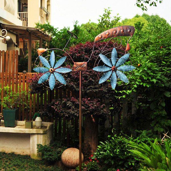 户外风车花园阳台庭院铁艺旋转装饰摆件自行车模型创意造景布置,淘宝优惠券,粉丝福利购,淘宝优惠卷