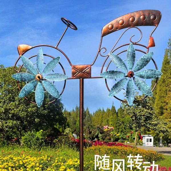 户外风车花园阳台庭院铁艺旋转装饰摆件自行车模型创意造景布置,淘宝优惠券,粉丝福利购,淘宝优惠卷