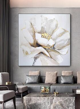 纯手绘抽象油画《盛开》美式客厅装饰画玄关餐厅挂画轻奢花卉立体