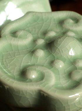 高端手工创意如意汝瓷复古工艺品中式招财礼品客厅酒柜家居收藏品