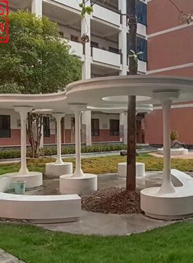 商场花盆公共休息区公园池坐造凳型树创意异形玻璃钢休闲座椅户外