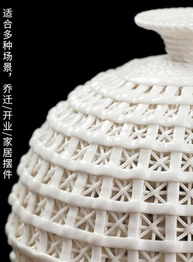 小天地方圆瓷瓶摆件 中式家居客厅博H古架酒柜装饰工艺礼品摆饰