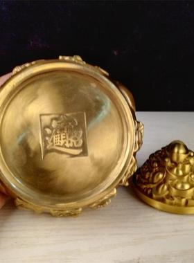 五路财神聚宝盆摆件招财风水镇宅财位带盖子中式古典桌面客厅圆形