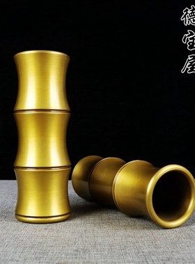 纯铜香筒装香的供佛香插竹节式大号香筒家用供奉财神摆件一对
