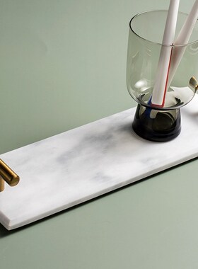 小西家北欧风天然大理石托盘首饰盘甜品盘浴室置物盘家居装饰摆件