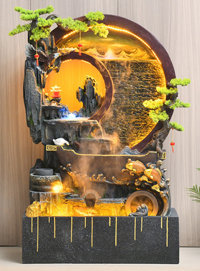 水幕墙屏风假山喷泉流水墙摆件鱼缸中式客厅公司酒店玄关家居造景