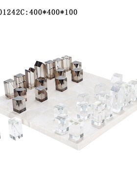 现代轻奢国际象棋棋盘摆件样板间客厅书房水晶大理石桌面软装饰品