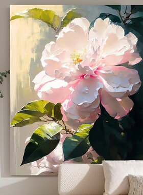 月季花肌理手绘油画挂画抽象装饰画现代简约客厅落地画高级感大幅