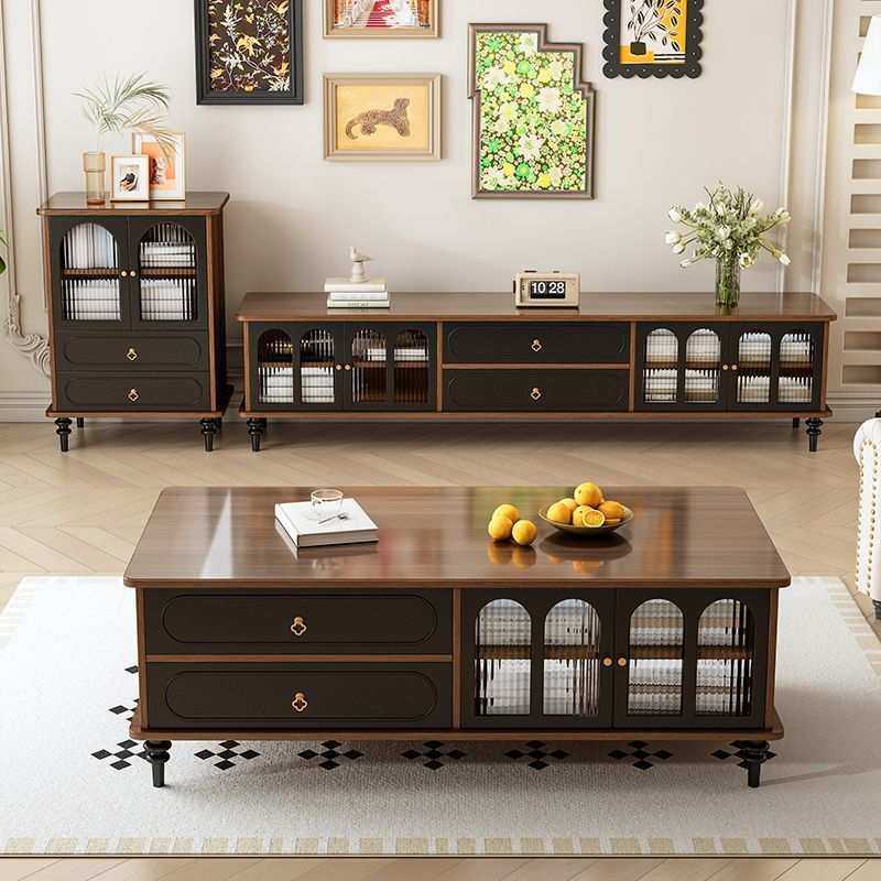 2025电视柜茶几组合全实木法式复古客厅家用储物柜小户型收纳柜子,淘宝优惠券,粉丝福利购,淘宝优惠卷