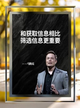 埃隆马斯克励志名言水晶玻璃相框