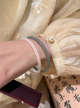 一步一响琉璃细条手镯女新中式古风高级感素圈纯色学生闺蜜手饰品