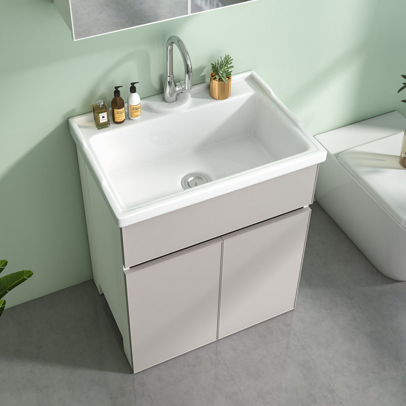 洗衣柜脸盆一体组合带搓板洗衣槽阳台柜陶瓷盆太空铝卫生间洗手盆,淘宝优惠券,粉丝福利购,淘宝优惠卷