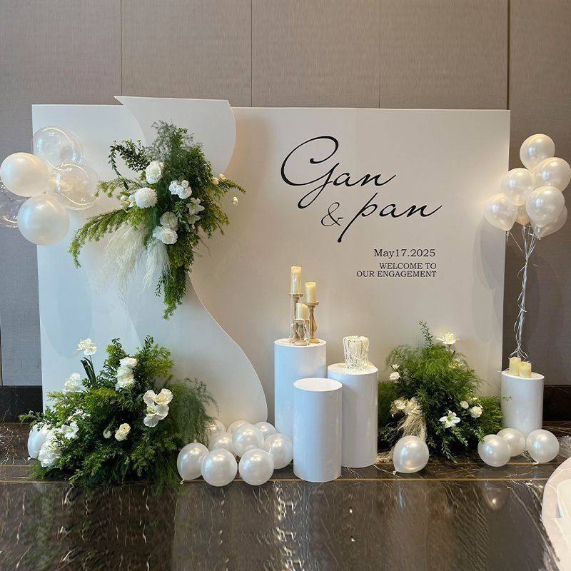 白色订婚宴气球kt板背景墙布置韩系摆件全套简单大气高级感信希,淘宝优惠券,粉丝福利购,淘宝优惠卷