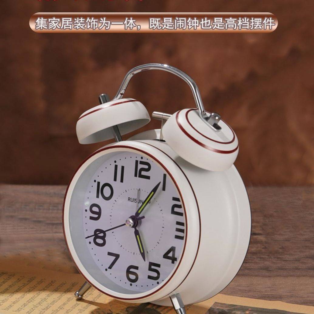 新中式复古金属闹钟学生用静音夜光台式钟表创意座钟老式桌面时钟,淘宝优惠券,粉丝福利购,淘宝优惠卷