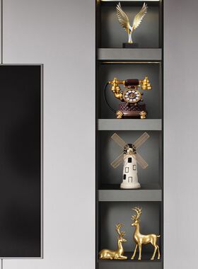 复古怀旧仿真电话机高档小摆件客厅房间书柜酒柜装饰品家居摆设