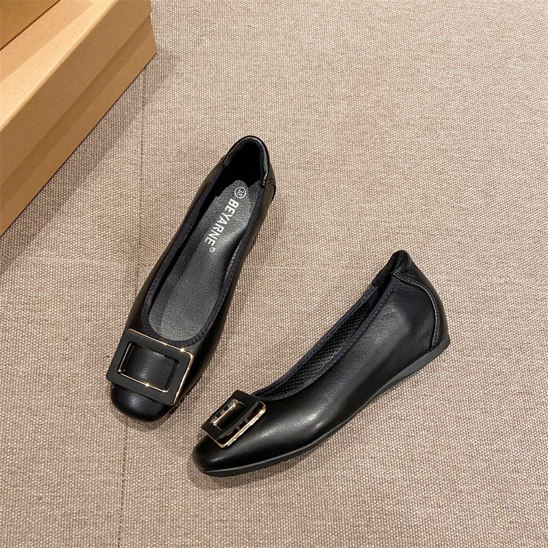 隐形坡跟方扣平底复古单鞋新款浅口软底瓢鞋内增高舒适中跟女鞋子,淘宝优惠券,粉丝福利购,淘宝优惠卷