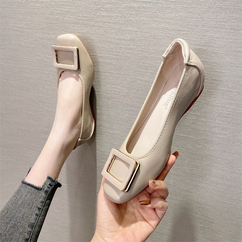 隐形坡跟方扣平底复古单鞋新款浅口软底瓢鞋内增高舒适中跟女鞋子,淘宝优惠券,粉丝福利购,淘宝优惠卷