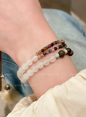 撞色串珠手链女新中式复古百搭小众设计手饰时尚个性情侣闺蜜手串