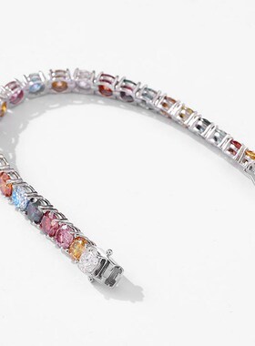 多巴胺色系莫桑钻手链女夏纯银时尚流行穿搭风潮轻奢简约满钻饰品