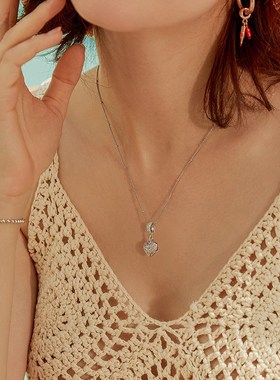 爱心吊坠925银项链开合心形diy吊饰设计首饰情人节