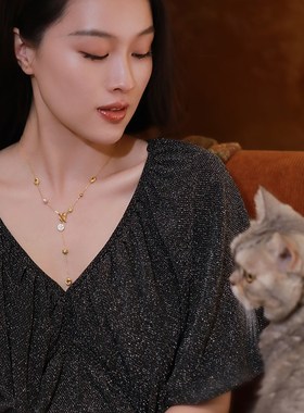 《黄油曲奇》复古设计高级感小众精致天然珍珠纯银毛衣项链女秋冬