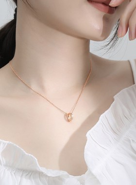 环环相扣925银项链女纯银轻奢小众设计高级感吊坠锁骨链送女朋友