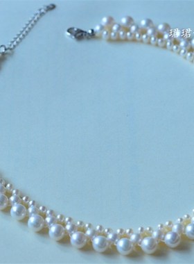 甲状腺遮术后遮挡疤痕天然淡水珍珠宽11毫米女锁骨短款颈项链