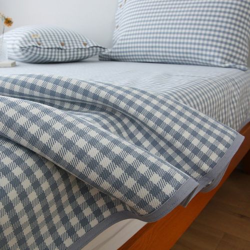 【高端A类】纯棉提花加厚老粗布凉席床单100全棉外贸棉麻床单夏季 - 图1