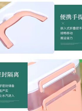 新款美甲工具收纳箱大容量桌面整理双层可放甲油胶光疗机手提外出
