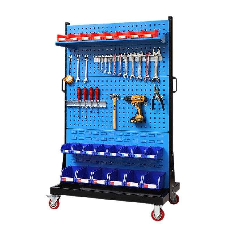 Hardware tool material rack hanging plate double-sided display rack movable workshop hook square hole plate finishing rack