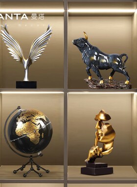 新中式领导办公室装饰摆件书架高端大气上档次董事长书柜酒柜摆设