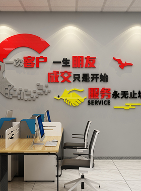 公司文化墙企业励志标语设计定制背景装饰画贴纸前台布置logo氛围